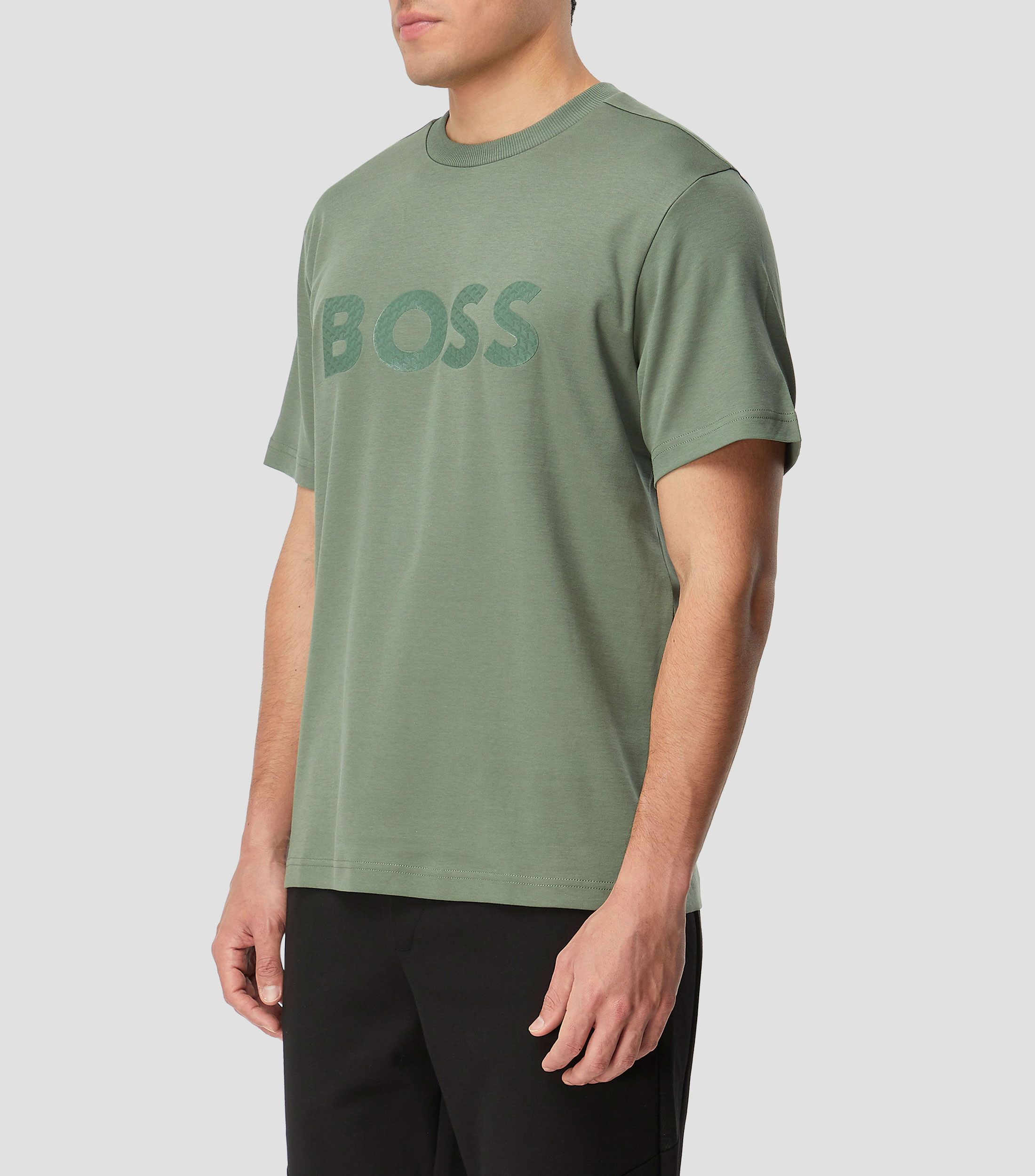 Playera en punto de algodón con logo estructurado Hombre